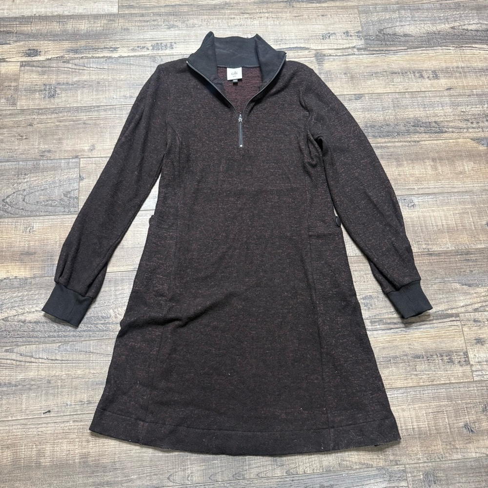 Cabi Cuddle Dress #4215 Black Burgundy Versatile Soft Preppy Stylish